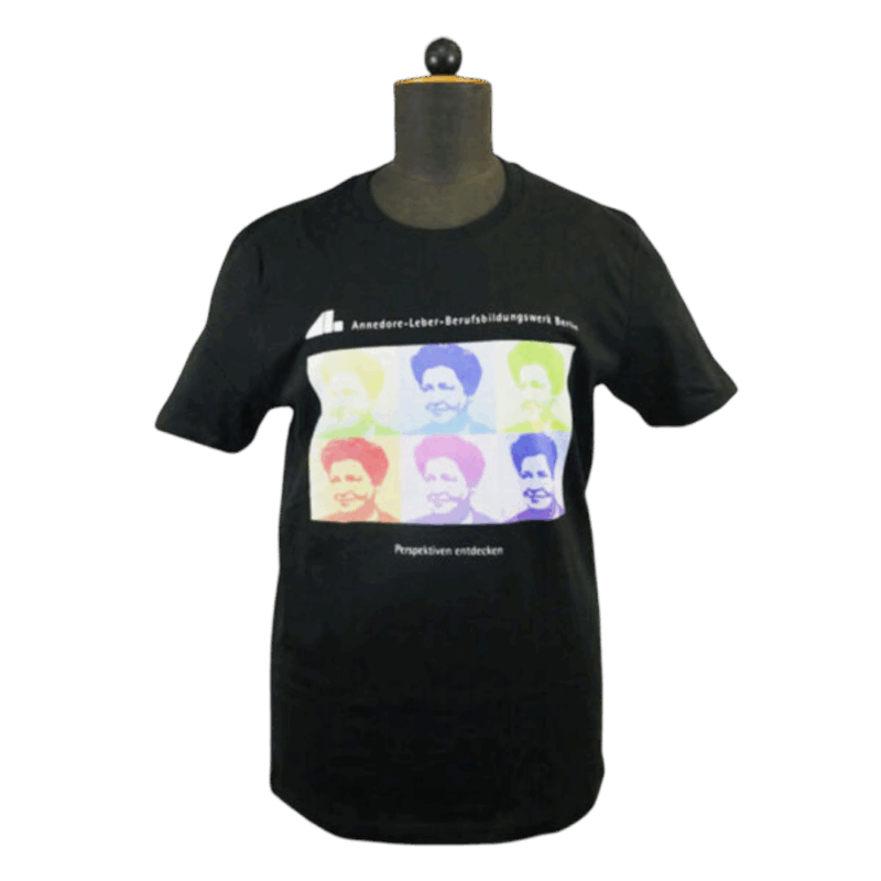 Annedore-Leber Bio-Baumwoll T-Shirt mit Abbildung, schwarz