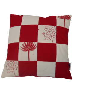 Kissen - kariert, mit Blättern